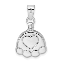 Sterling Silver Rhodium-plated Polished Puppy Paw Ash Holder Pendant QC8397