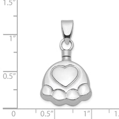 Sterling Silver Rhodium-plated Polished Puppy Paw Ash Holder Pendant QC8397