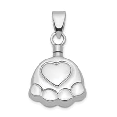 Sterling Silver Rhodium-plated Polished Puppy Paw Ash Holder Pendant QC8397