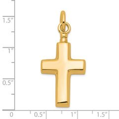 Sterling Silver Gold-tone Polished Cross Ash Holder Pendant QC8399GP