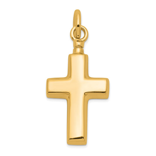 Sterling Silver Gold-tone Polished Cross Ash Holder Pendant QC8399GP