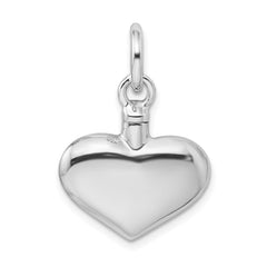 Sterling Silver Rhodium-plated Polished Puffy Heart Ash Holder Pendant QC8400