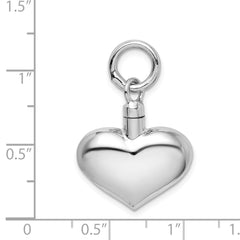 Sterling Silver Rhodium-plated Polished Puffy Heart Ash Holder Pendant QC8400
