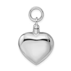 Sterling Silver Rhodium-plated Polished Heart Ash Holder Pendant QC8401