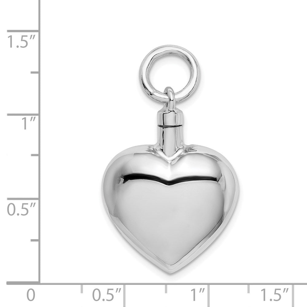 Sterling Silver Rhodium-plated Polished Heart Ash Holder Pendant QC8401