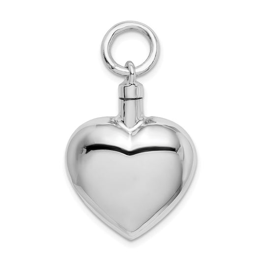 Sterling Silver Rhodium-plated Polished Heart Ash Holder Pendant QC8401