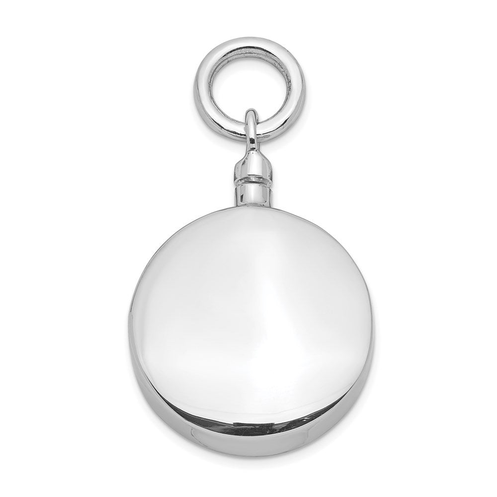 Sterling Silver Rhodium-plated Polished Round Ash Holder Pendant QC8402
