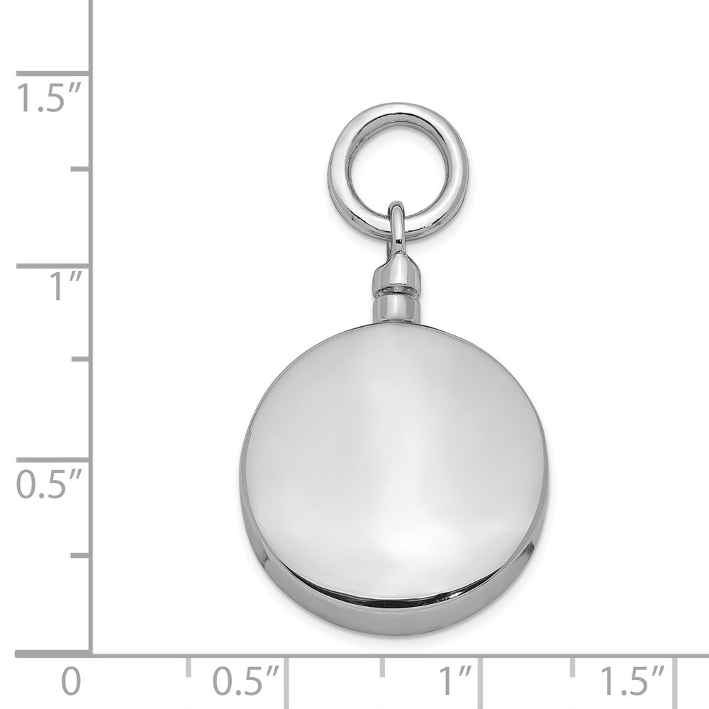 Sterling Silver Rhodium-plated Polished Round Ash Holder Pendant QC8402
