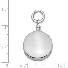 Sterling Silver Rhodium-plated Polished Round Ash Holder Pendant QC8402