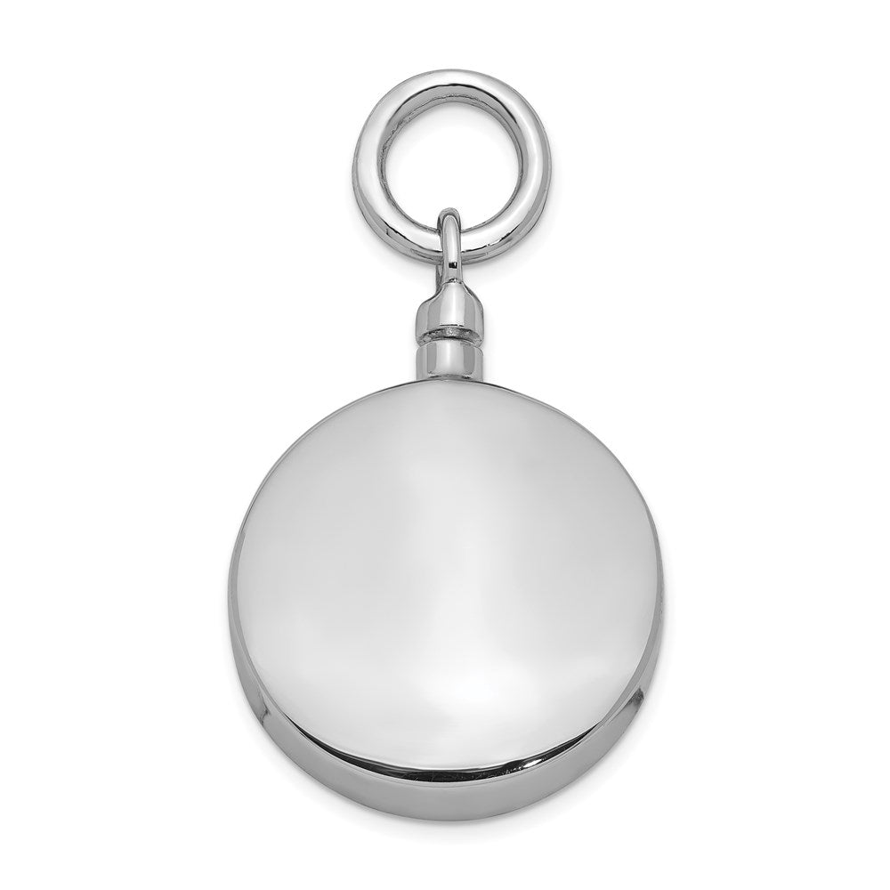 Sterling Silver Rhodium-plated Polished Round Ash Holder Pendant QC8402
