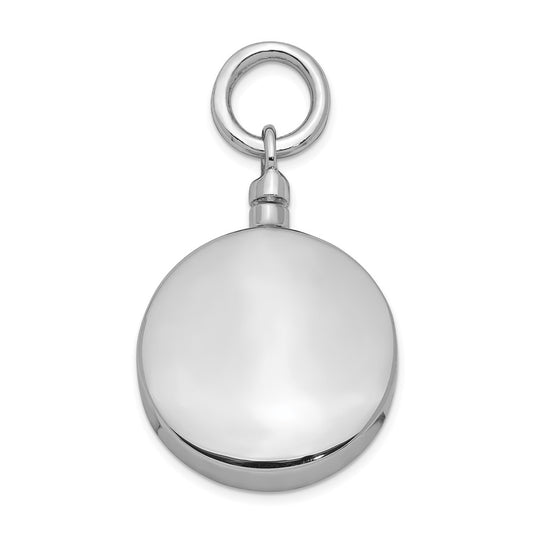 Sterling Silver Rhodium-plated Polished Round Ash Holder Pendant QC8402