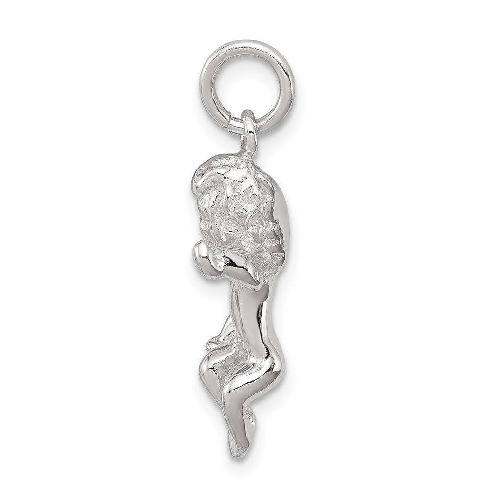 Sterling Silver Polished Full Angel Figure 3-D Pendant QC8412
