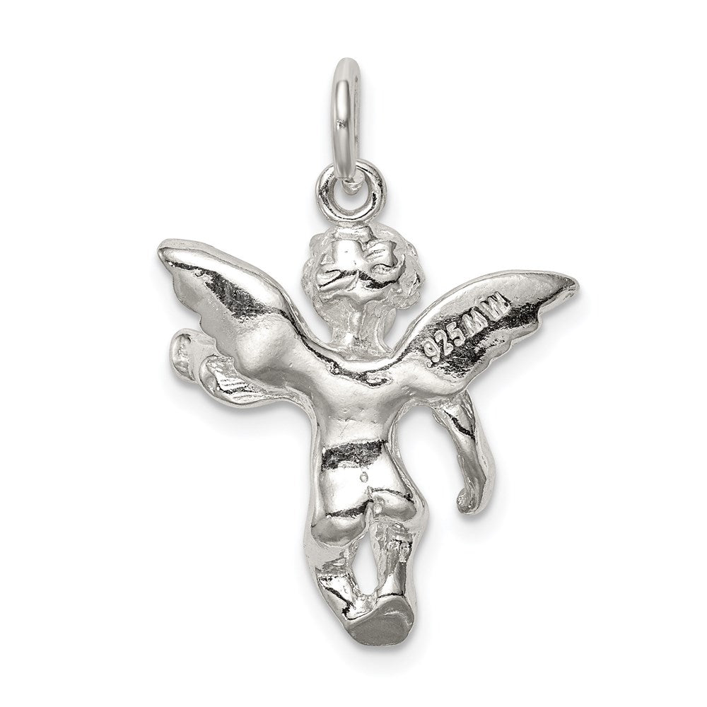 Sterling Silver Polished Full Angel Figure 3-D Pendant QC8412