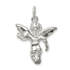 Sterling Silver Polished Full Angel Figure 3-D Pendant QC8412