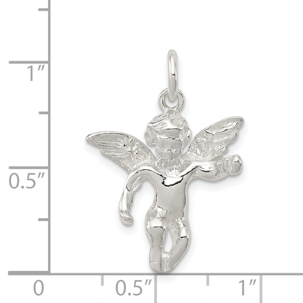 Sterling Silver Polished Full Angel Figure 3-D Pendant QC8412
