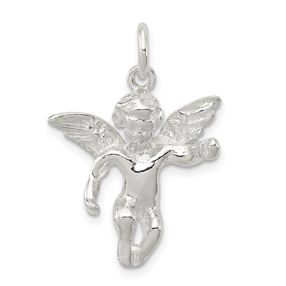 Sterling Silver Polished Full Angel Figure 3-D Pendant QC8412