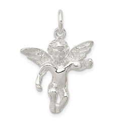 Sterling Silver Polished Full Angel Figure 3-D Pendant QC8412