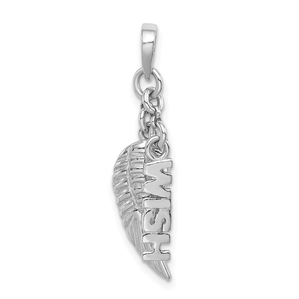 Sterling Silver Rhodium-plated Polished/Textured Wish/Angel Wing Pendant QC8418