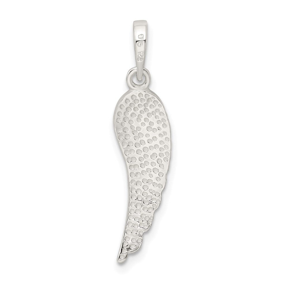 Sterling Silver Polished and Textured Angel Wing Pendant QC8420