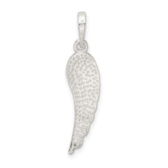 Sterling Silver Polished and Textured Angel Wing Pendant QC8420