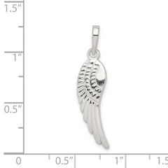 Sterling Silver Polished and Textured Angel Wing Pendant QC8420
