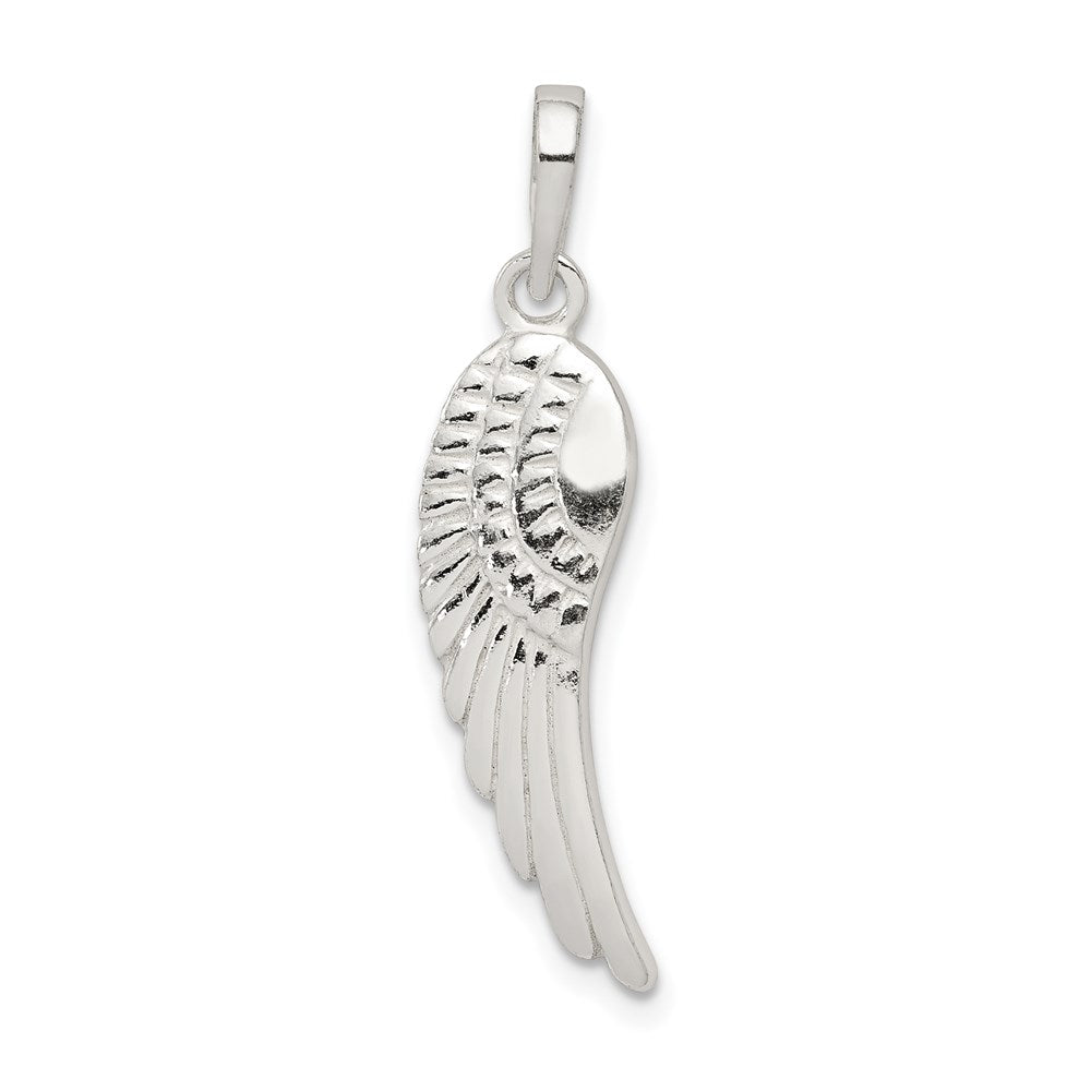 Sterling Silver Polished and Textured Angel Wing Pendant QC8420