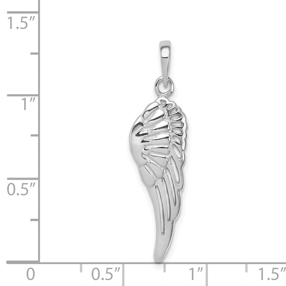 Sterling Silver Rhodium-plated Polished/Textured Angel Wing Pendant QC8421