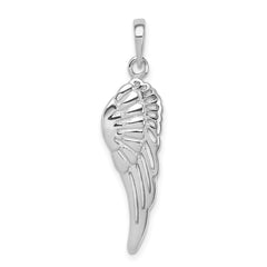 Sterling Silver Rhodium-plated Polished/Textured Angel Wing Pendant QC8421