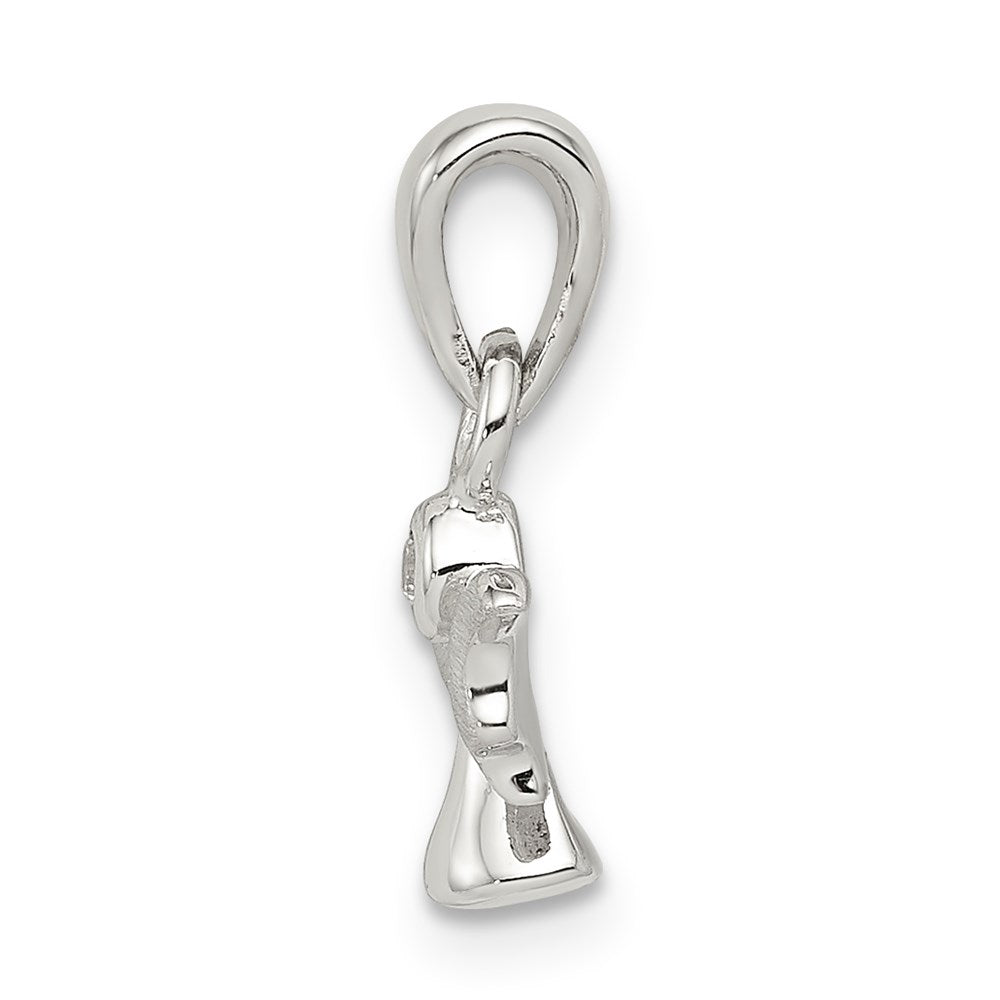 Sterling Silver Rhodium-plated Polished/Satin CZ Angel Pendant QC8425