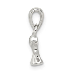 Sterling Silver Rhodium-plated Polished/Satin CZ Angel Pendant QC8425