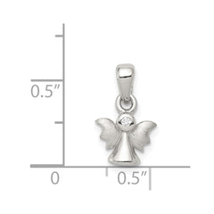 Sterling Silver Rhodium-plated Polished/Satin CZ Angel Pendant QC8425