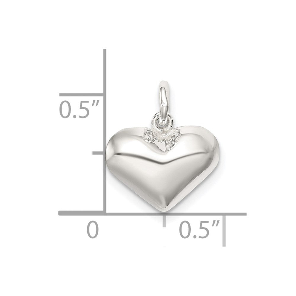 Sterling Silver Polished Puff Heart Charm QC8462