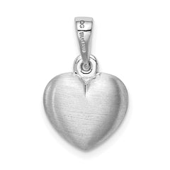 Sterling Silver Rhodium-plated Satin Heart Pendant QC8463