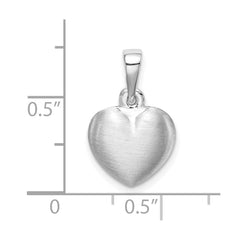Sterling Silver Rhodium-plated Satin Heart Pendant QC8463
