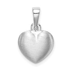 Sterling Silver Rhodium-plated Satin Heart Pendant QC8463
