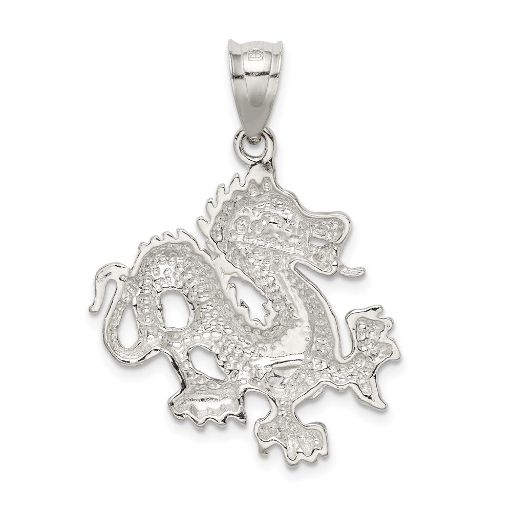 Sterling Silver Polished & Textured Chinese Dragon Pendant QC8963