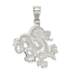 Sterling Silver Polished & Textured Chinese Dragon Pendant QC8963