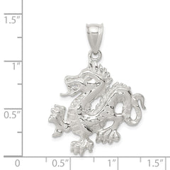 Sterling Silver Polished & Textured Chinese Dragon Pendant QC8963