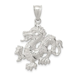 Sterling Silver Polished & Textured Chinese Dragon Pendant QC8963