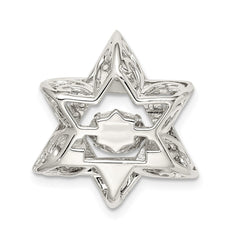 Sterling Silver Platinum-plated Polished Vibrant CZ Star of David Pendant QC8998