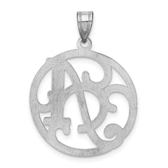 Sterling Silver Rhodium-plated Fancy Script Letter A Initial Pendant QC8999A