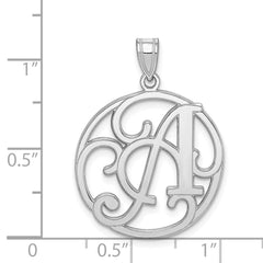 Sterling Silver Rhodium-plated Fancy Script Letter A Initial Pendant QC8999A