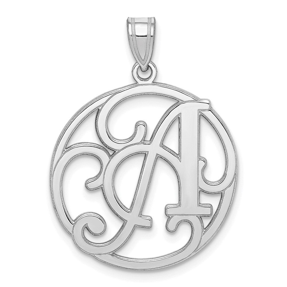 Sterling Silver Rhodium-plated Fancy Script Letter A Initial Pendant QC8999A