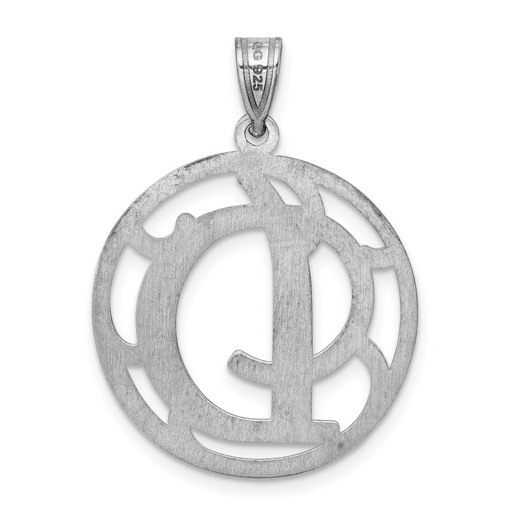 Sterling Silver Rhodium-plated Fancy Script Letter D Initial Pendant QC8999D