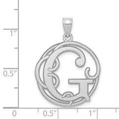 Sterling Silver Rhodium-plated Fancy Script Letter G Initial Pendant QC8999G