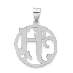 Sterling Silver Rhodium-plated Fancy Script Letter H Initial Pendant QC8999H