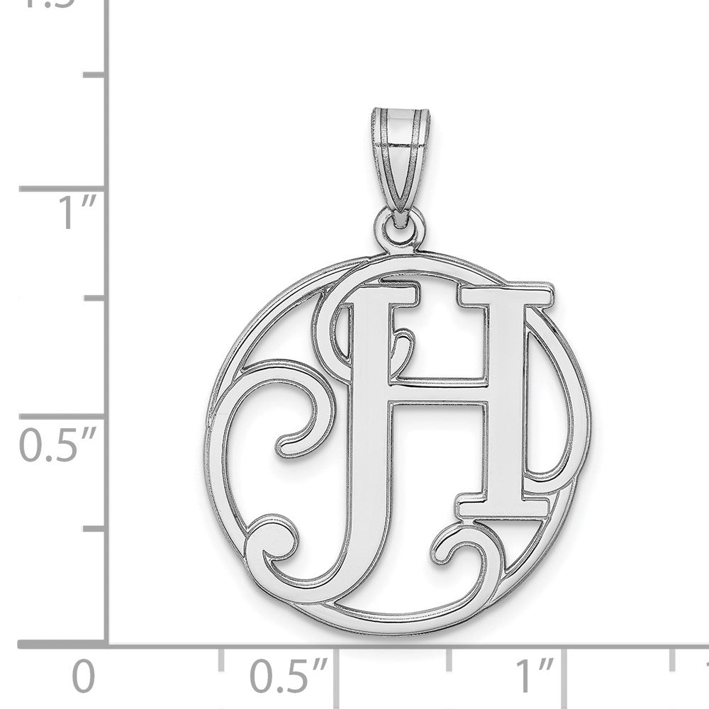 Sterling Silver Rhodium-plated Fancy Script Letter H Initial Pendant QC8999H