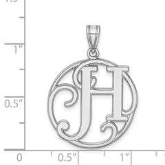 Sterling Silver Rhodium-plated Fancy Script Letter H Initial Pendant QC8999H
