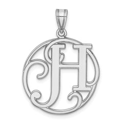 Sterling Silver Rhodium-plated Fancy Script Letter H Initial Pendant QC8999H