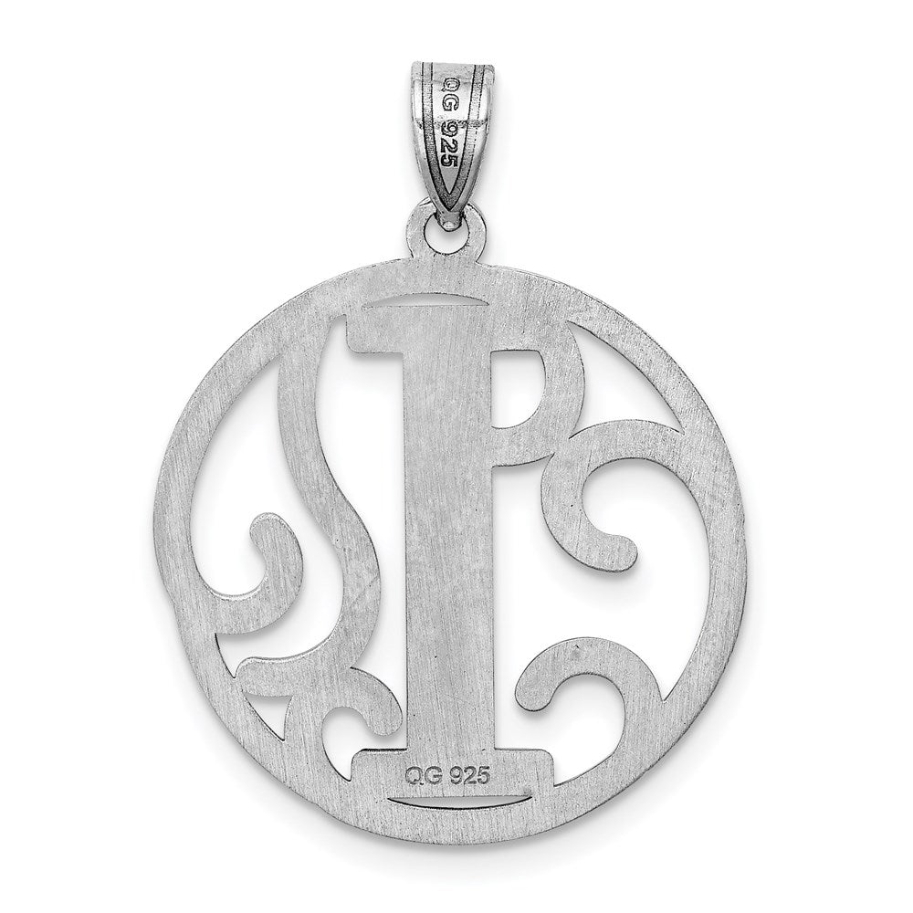 Sterling Silver Rhodium-plated Fancy Script Letter I Initial Pendant QC8999I